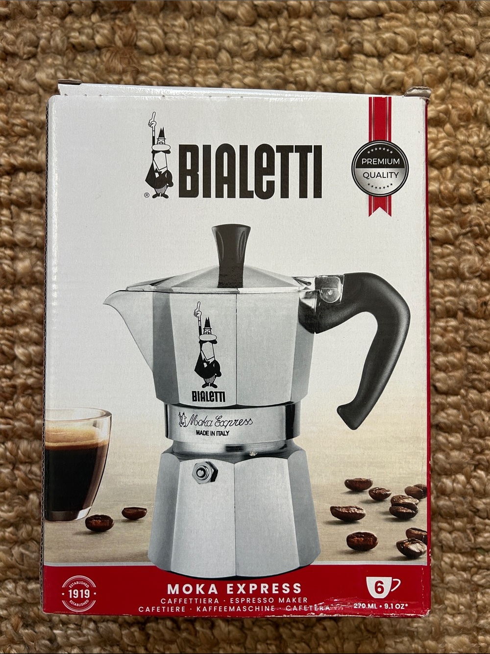 Bialetti Moka Express espresso maker made in Italy 6 cup coffee pot maker